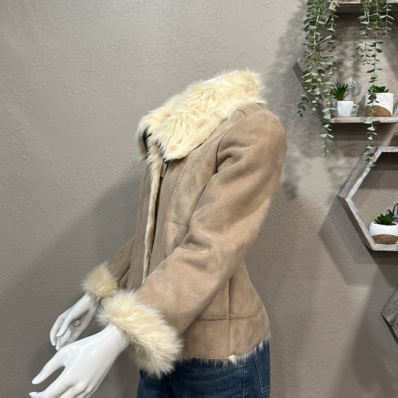 Ann Taylor Beige Shearling Jacket Large Petite New With Tags - Picture 2 of 10